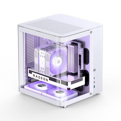 PC 케이스 JONSBO TK-1 M-ATX ITX 미니 소형 PC 케이스 링 강화 유리 측면 투명 MAX 지원 160mm 쿨러 및 24, [01] White, 01 White 컴퓨터케이스 Best Top5