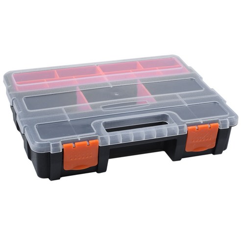 F-290 휴대용 플라스틱 도구 부품 상자 스크류 스토리지 박스 전자 부품 상자 구획 상자 소재 상자, 하나, 블랙 & 오렌지