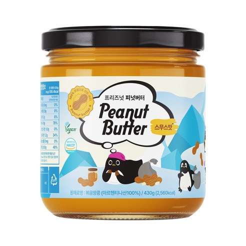 프리즈넛 100% 피넛버터 스무스 땅콩잼 430g, 1개