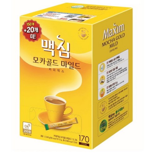 맥심 모카골드 마일드 커피믹스, 12g, 170개입, 2박스
