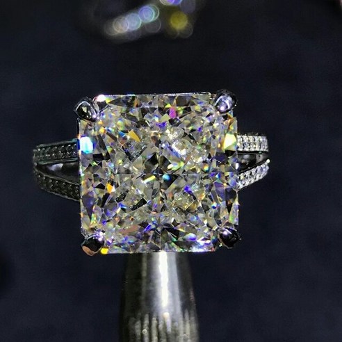 모이사나이트 인조다이아 Wong Rain-925 스털링 실버 6 CT 얼음 컷 보석 다이아몬드 웨딩 약혼 반지 고급 주얼리