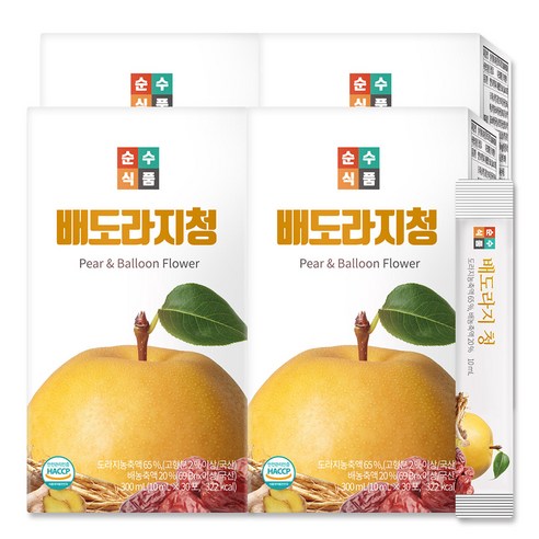 순수식품 배도라지청 스틱, 300ml, 4개
