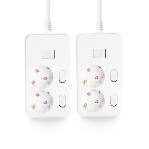 아이정 더좋은 개별 스위치 과부하차단 멀티탭 2구 화이트, 1m, 2세트