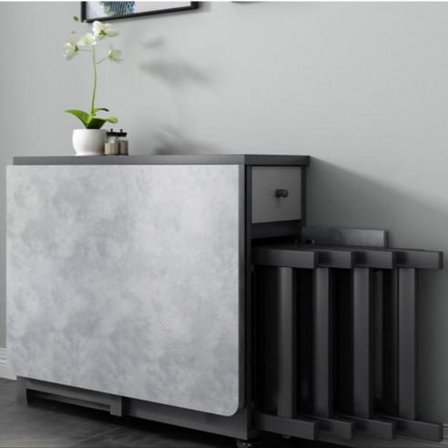 BONOK 접이식 확장형 의자수납형 식탁 세트 – 1.5M 테이블 + 의자 2개 이동식 수납테이블 접이식테이블의자