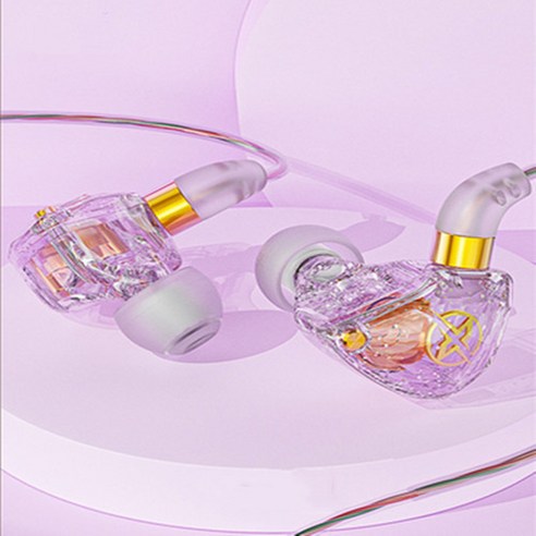 인이어 고품질 걸스 귀여운 유니버셜 3.5mm 고가 유선 헤드폰, X6 퍼플
