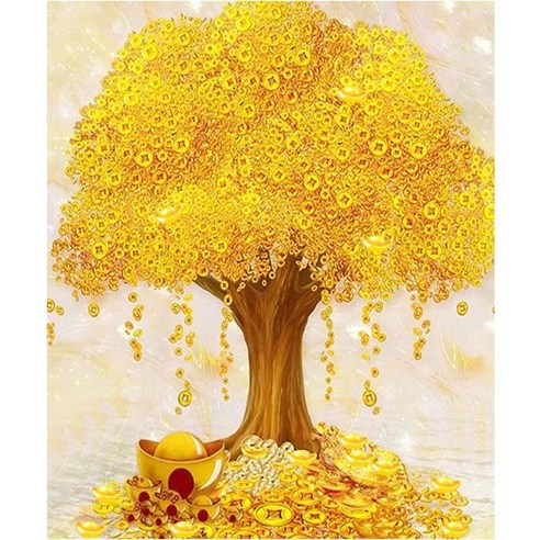 지산 명화그리기 50 X 40 cm 캔버스형 DIY 세트 유화, KF20 황금가득한 나무