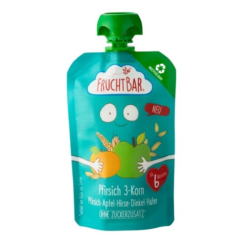 프루트바 이유식 파우치 아기퓨레 사과 복숭아 살구 잡곡(귀리 밀 수수) 100g 6개월