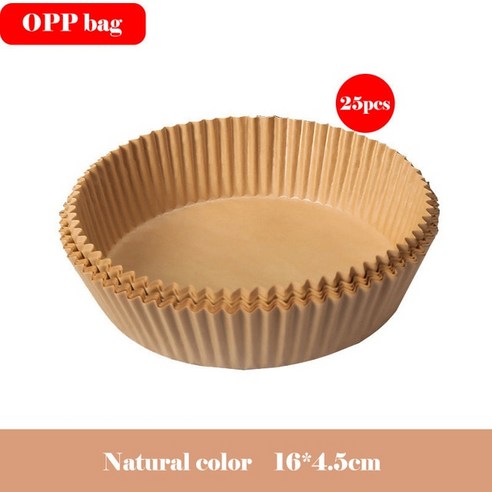 공기 프라이 베이킹 종이 바베큐 플레이트 라운드 오븐 팬 패드 16/20cm AirFryer 오일 방지 일회용 라이너 25/50/100pcs, Option20, Natural color 25pcs, 25개