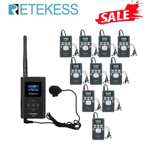 RETEKESS 1 FM 송신기 + 10Pcs FM 라디오 수신기 PR13 무선 음성 전송 시스템 가이드 교회 회의 훈련