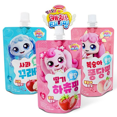 티니핑음료수 알쏭달쏭 캐치티니핑 과채음료 딸기 사과 복숭아 퐁당, 100ml, 20개 Best Top5