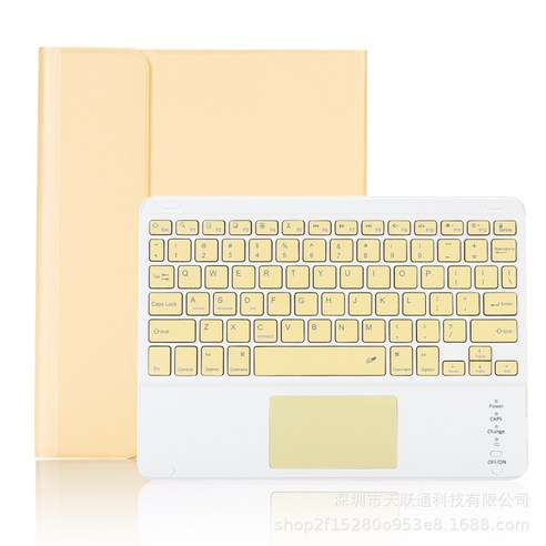 애플펜슬거치가능 다이어리형 태블릿PC 케이스 + 블루투스 키보드 T11B, 아이패드 10.2(7/8세대)*노란