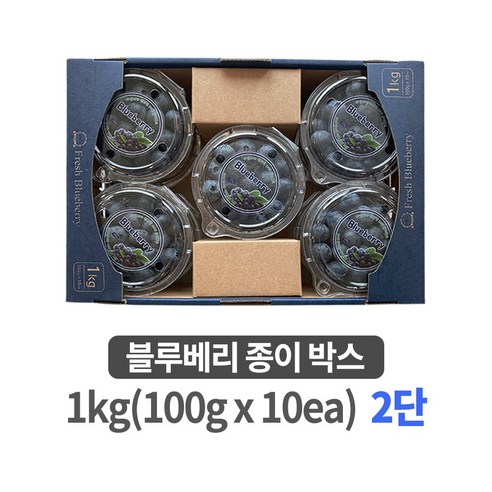 블루베리 종이박스 1kg (100g x 10ea) 1단 경매용 청과시장 – 50개묶음, 50개 블루베리효능