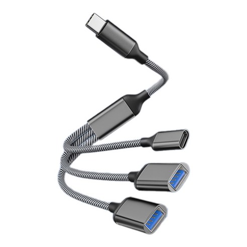 USB USB C 장치용 멀티포트 타입 C 컨버터 60W 급속 충전 480M 지원, 회색