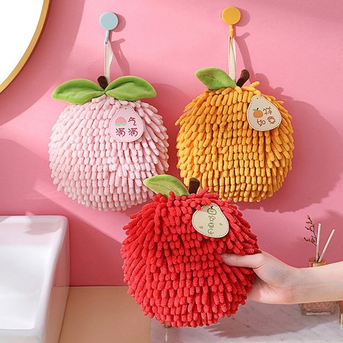 BIGTREE 행운 과일 셔닐 극세사 행주 핸드 타월, 1개, 사과