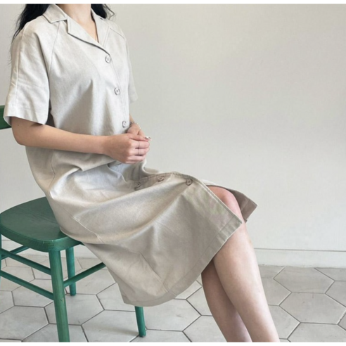 ms샵 반팔 카라 린넨원피스