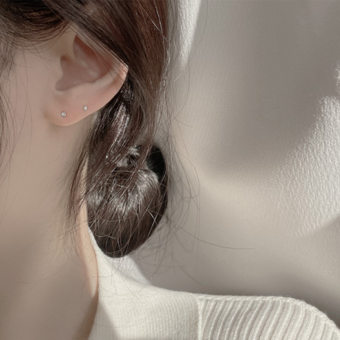 [silver 925] Tiny 실버 초미니 큐빅 귀걸이 (2size)