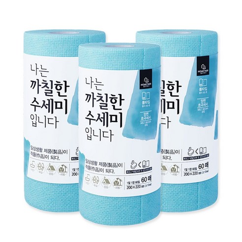 홈트너 나는 까칠한 수세미 입니다, 민트, 60매입, 3개
