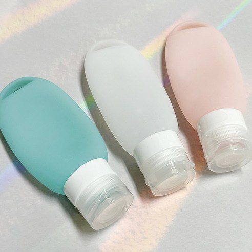 믿추 3중캡 실리콘 휴대용 여행용 공병 세트 90ml, 3개, 파스텔