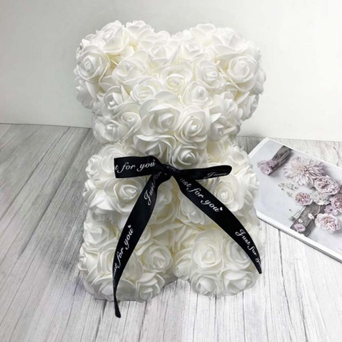 [LOVE MQ] 25cm 빨간 곰 인공 비누 장미 Teddi 곰 영원한 장미 꽃 크리스마스 발렌타인 선물 여자 친구 드롭 배송, 실버