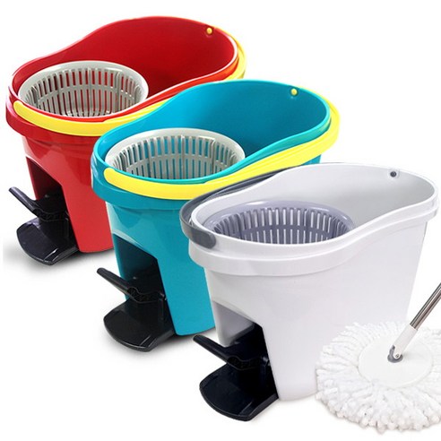 퀸마루 업그레이드 페달청소기 강력회전봉 세척 탈수, 크림화이트