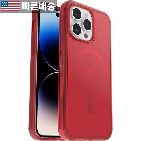 [오터박스 정품] OtterBox Symmetry Series+ 투명 항균 케이스 Magsafe 포함 아이폰 14 프로 전용 - 비소매 포장 핑키 스웨어 (레드) 638720