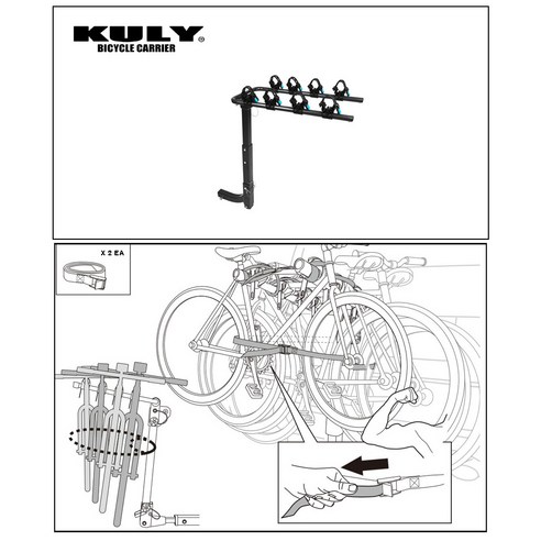 자전거히치캐리어 4대용, 접이식 휴대성, 다양한 차량 적용, 트렁크 개폐 방해 없음, 안전 고정, 내구성 뛰어남