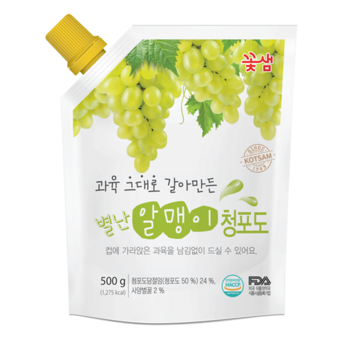 꽃샘 별난알맹이 청포도 음료베이스 500g, 4개