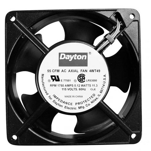 Dayton 115V AC Square Axial Fan - 4-11/16" Size, 55 CFM For Cabinet Cooling & Electronics