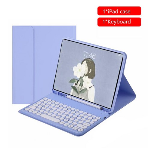 [시요] IPad Air 4 10.9 용 Bluetooth 호환 키보드 마우스 세트 iPad 10.2 2019 Air 3 2 1 Pro 11 2020 10.5 9.7 2018, purple, For iPad Mini6, For iPad Mini6