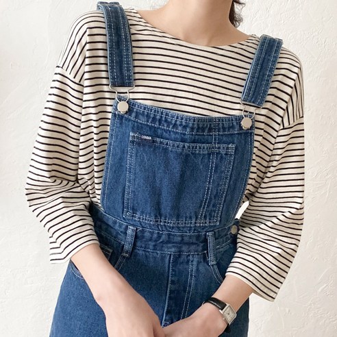 아모르데이 여성용 니드 단가라 스트라이프 데일리 티셔츠