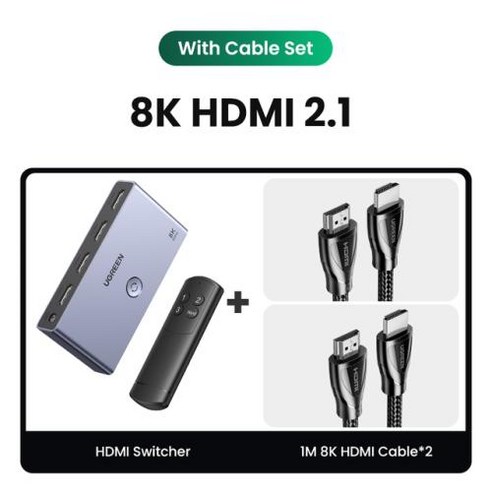 hdmi분배기 UGREEN HDMI 2.1 2.0 8K 스위치 Xbox PS5 모니터용 스플리터 스위처 원격 제어 60Hz 4K 120Hz 컨버터 3 in 1 Out, 4) 4K HDMI 2.0V, 4) 4K HDMI 2.0V