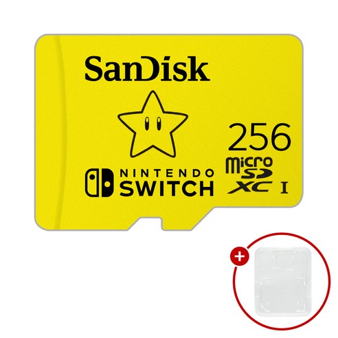샌디스크 닌텐도 스위치용 마이크로SD 메모리카드 SDSQXAO + SD카드 케이스, 1개, 256GB