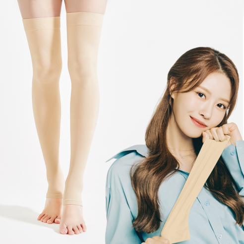 발란스핏 허벅지확장형 압박스타킹 베이지, 1개