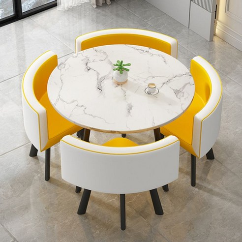 4인용 원형 올인원 테이블 의자 세트 카페 공간활용