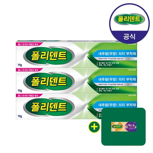 폴리덴트 의치 부착재 (무향) 3개+샘플 1개 증정, 3개, 1개입