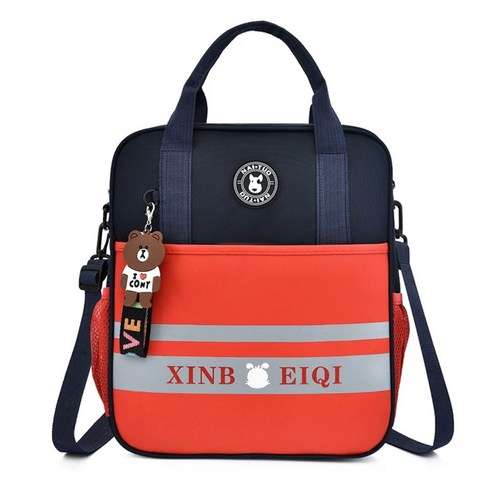 대학생보호가방 핸드백 보충수업가방 크로스백 학원가방 어깨벨트가방 배백 실내화가방, 쌍희무늬 주황