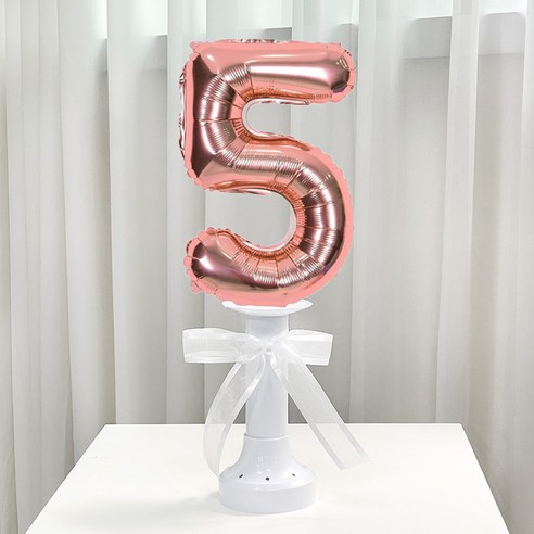 파티앤온 생일 기념일 호일 숫자 스탠딩 풍선, 5, 로즈골드