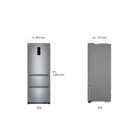 [LG전자] 디오스 3도어 김치냉장고 K338S121 327L, 상세 설명 참조, 제품선택:K338S121