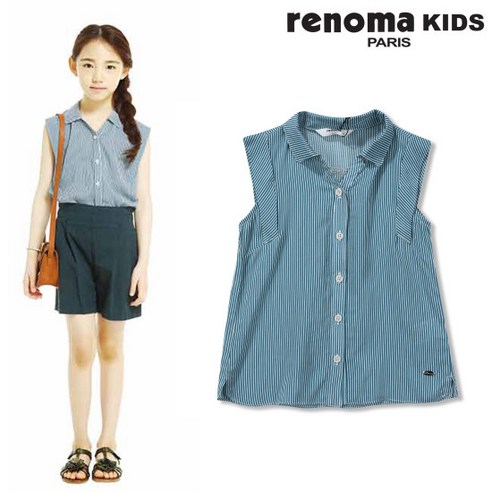 레노마 키즈 여아 롤업소매그린블라우스 R1923B346