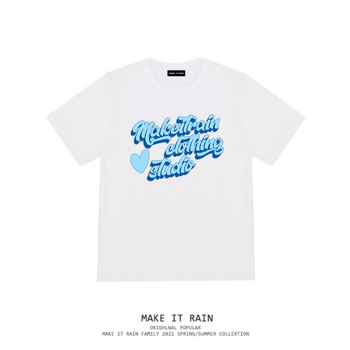 DFMEI 비가 남자와 여자의 유행 브랜드 여름 새 문자 반팔 티셔츠 특대 한국어 스타일 힙합 탑