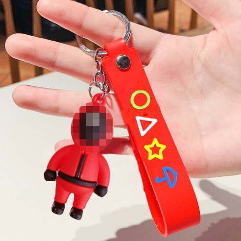 KOREALN 빨간색 가죽 끈 팔찌 카우보이 가방 액세서리 정교하고 작은 선물 PVC 캐릭터 커플 열쇠고리 액세서리