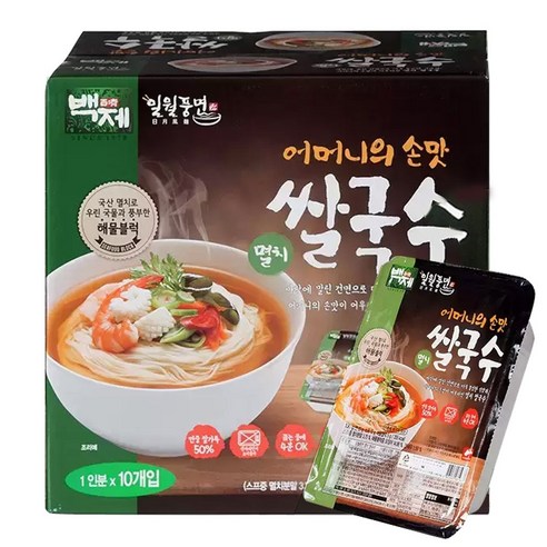 백제 일월풍면 어머니의 손맛 멸치쌀국수, 100g, 10개