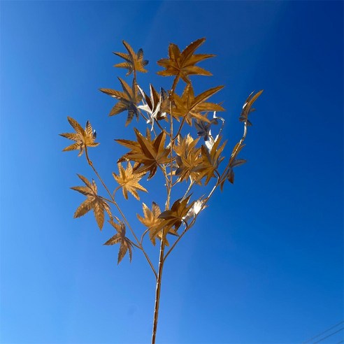 조화 가랜드 핑크뮬리 생화같은 야자 망고튤립 삼.갈래 팬 잎 그물 인공 금 은행 나무, 20 1개
