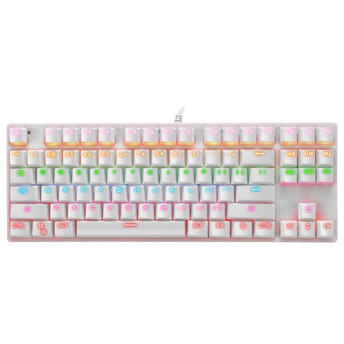 DKaony K550 녹색 샤프트 기계 키패드 87 키가 유선 게임 키보드 사무실 용, 하얀, 1, 일반형