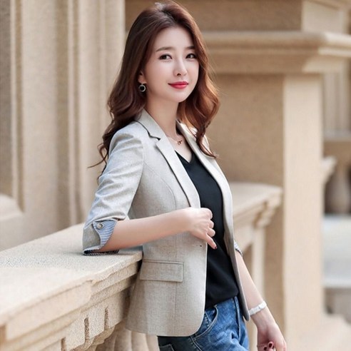 편안하고 세련된 봄 가을 스타일을 위한 쩐쿠 큐리자켓