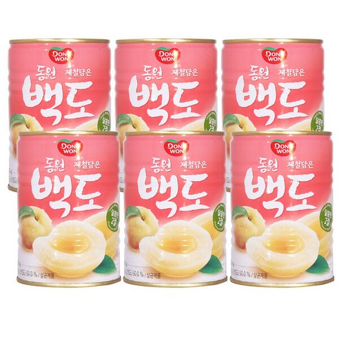 동원 백도 400g x 6캔 / 과일통조림 황도캔 백도캔, 6개, 상세페이지 참조