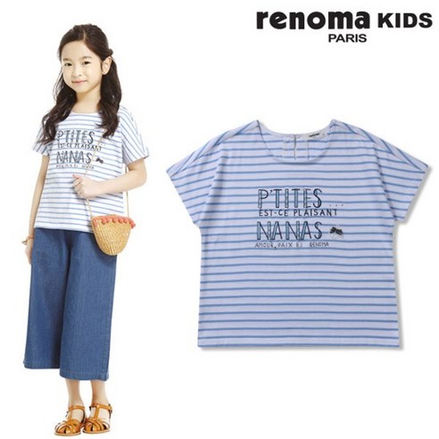 레노마 키즈 여아 스트라이프자수티셔츠 R1921T112