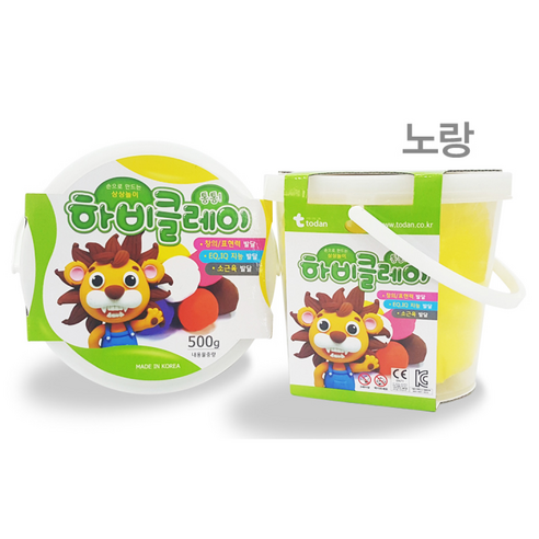 토단교재 하비클레이 유아용 클레이 6p, 노랑, 500g, 6개
