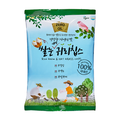 참미소 국내산 현미칩 쌀눈귀리칩스 60g 당 0% 무설탕 과자, 30개