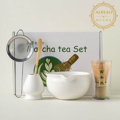AOHAO 연한 색 차선 5PCS 세트 MATCHA WHISK, 4세트, 밝은 화이트
